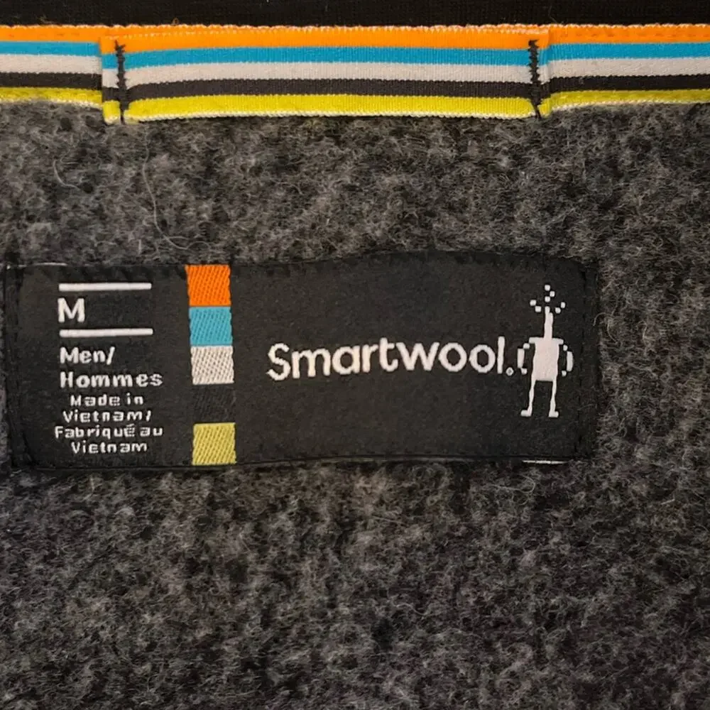 SmartWool Echo Lake Full Zip Fleece Lined Jacket Mens Medium Charcoal Gray
